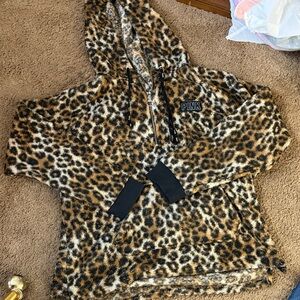 Pink Leopard Print Hoodie